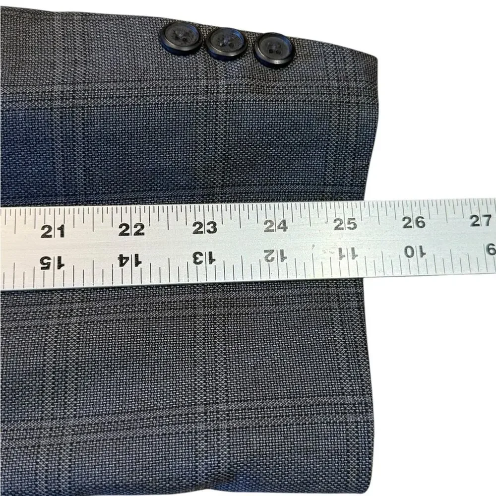Circle S Men's 44R Western Style Gray Windowpane Blazer